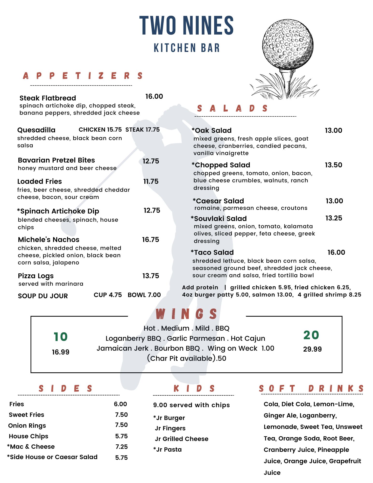 Two Nines Kitchen and Bar Menu